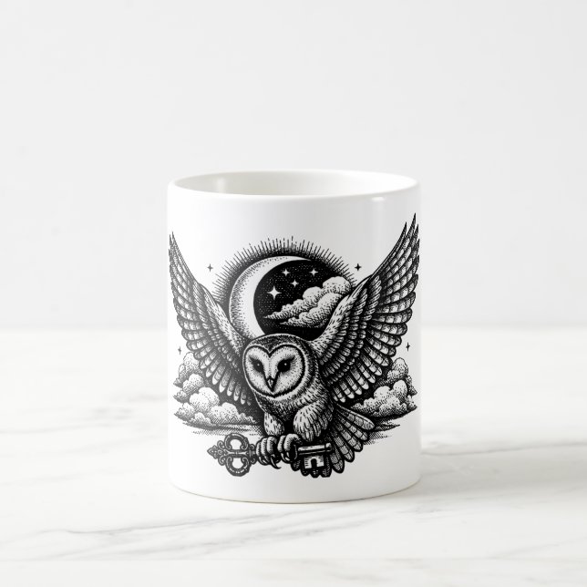 The Owl’s Secret Key - Gothic Engraving Kaffemugg (Center)