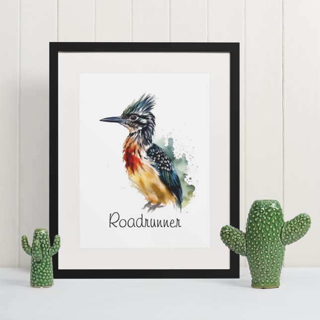 The Painted Runner, Watercolor Roadrunner anpassad Poster (Skapare uppladdad)