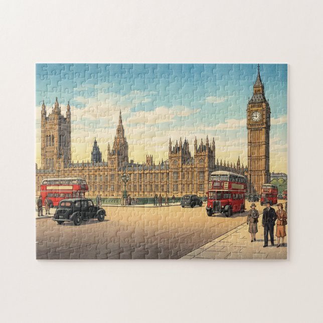 The Palace of Westminster Japanese Woodblock Print Pussel (Horisontell)