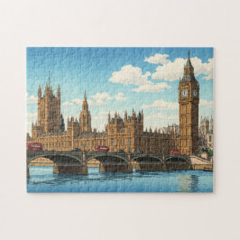 The Palace of Westminster Japanese Woodblock Print Pussel