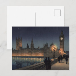 The Palace of Westminster Japanese Woodblock Print Vykort