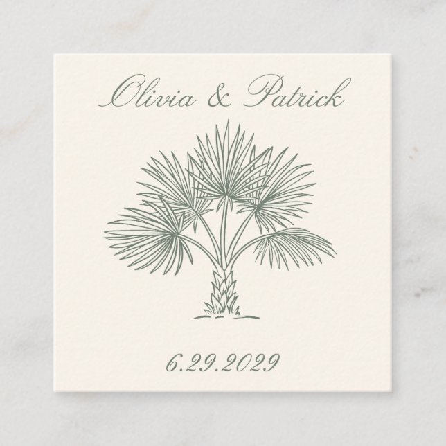 The Palm Invitation Cream-kort Fyrkantigt Visitkort (Framsida)