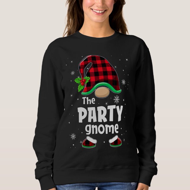 The Party Gnome Buffalo Plaid Christmas Matching F T Shirt (Framsida)