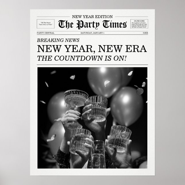 The Party Times Newspaper New Year New Era Poster (Framsidan)