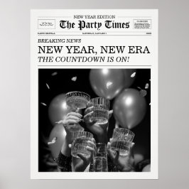 The Party Times Newspaper Nyår Ny Epok Poster