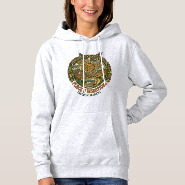 The Peace & Vibrations Hoodie T Shirt (Framsida)
