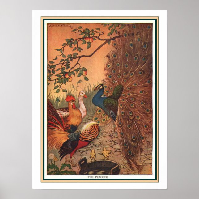 "The Peacock" Aesop Fable Print ca. 1919 Poster (Framsidan)