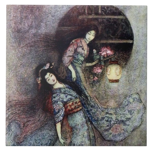 “The Peony Lantern” by Warwick Goble Kakelplatta (Framsidan)