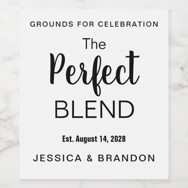 The Perfect Blend Bröllopskaffemärke CF001wnn Vinflaska Etikett (Singel etikett)