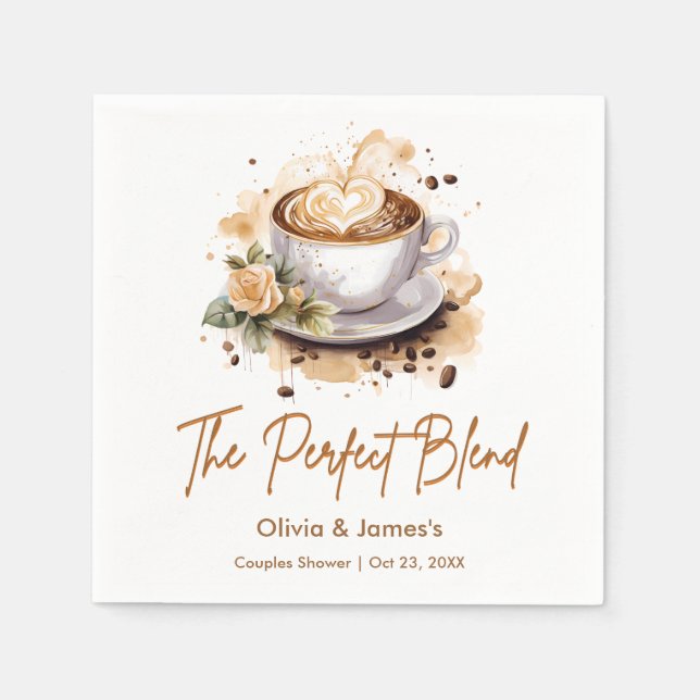The Perfect Blend Coffee Bröllop Couples Duschar   Pappersservett (Framsidan)