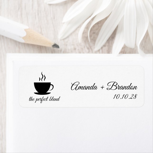 The Perfect Blend Coffee Script Wedding Favor  Returadress Etikett (Insitu)