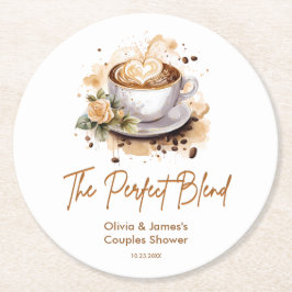 The Perfect Blend Coffee Wedding Couples Shower Underlägg Papper Rund