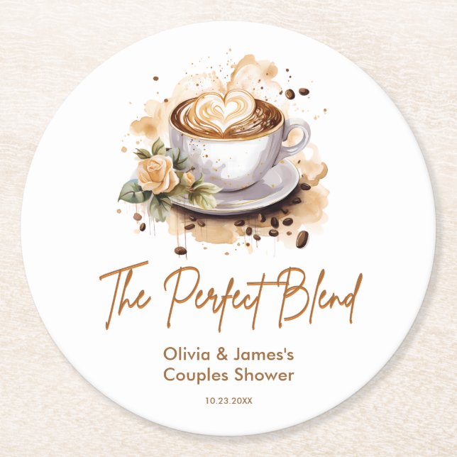 The Perfect Blend Coffee Wedding Couples Shower  Underlägg Papper Rund (Framsidan)