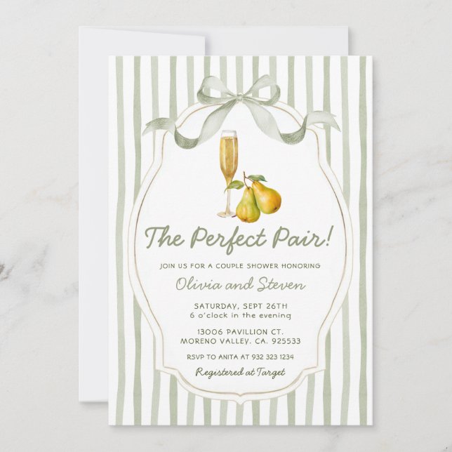 The Perfect Pair Couples Shower Pear Invitation Inbjudningar (Framsida)
