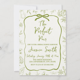 The Perfect Pair Green Bridal Shower Invitation Inbjudningar