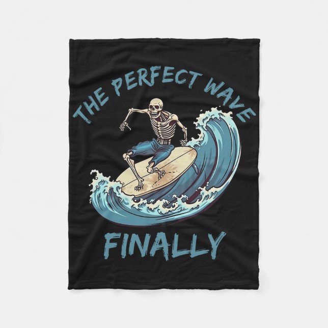 The Perfect Wave Finally Funny Skeleton Surfer Sur Fleecefilt (Framsidan)