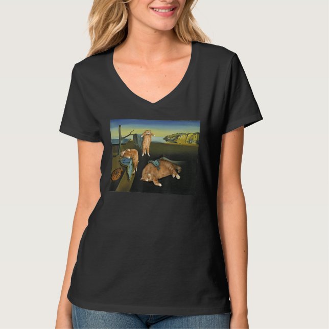 The Persistence of Memory Cat  Painting T Shirt (Framsida)