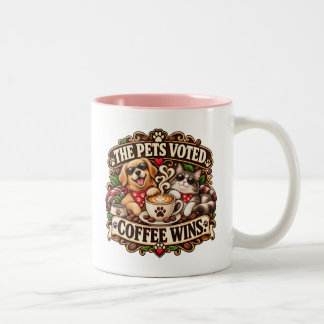 The Pets Voted Coffee Wins Petälskare Två-Tonad Mugg