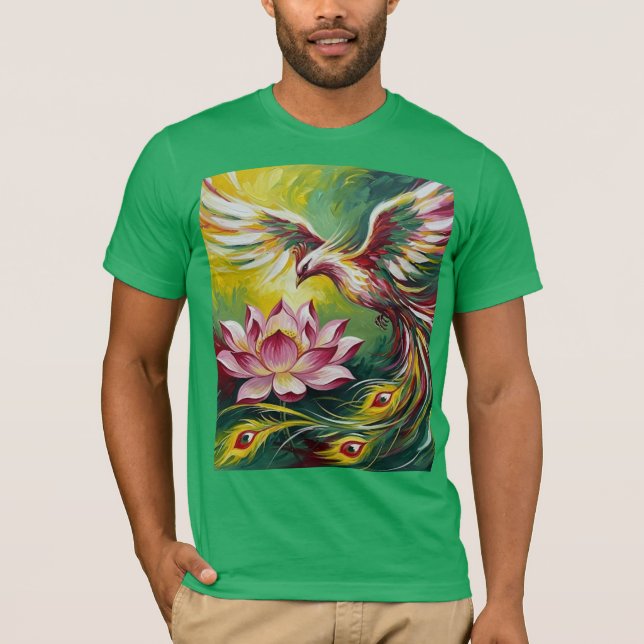 The phoenix and the Sacred Lotus T Shirt (Framsida)