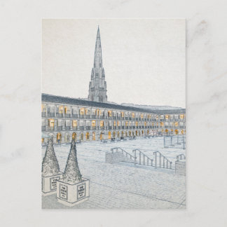 The Piece Hall, Halifax, Arkitektonisk Skiss Helg Vykort