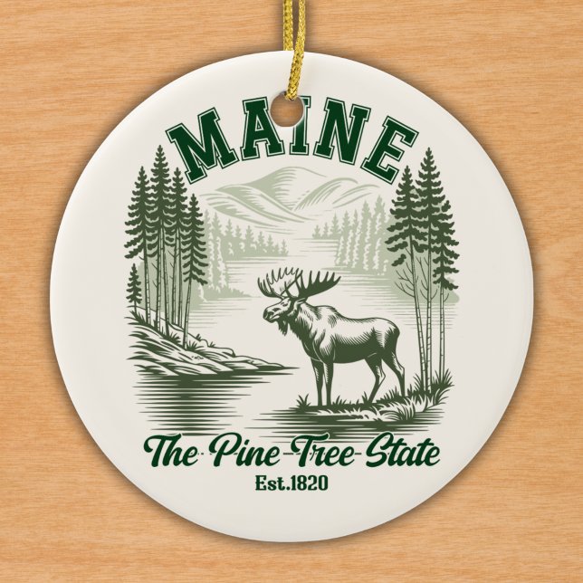 The Pine Tree State  - Mountain Forest View Julgransprydnad Keramik (Skapare uppladdad)