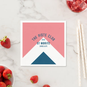 The Piste Club Rosa Blå Anpassad Vinter Skid Serve Pappersservett