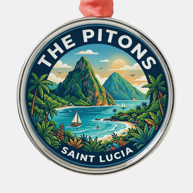 The Pitons Saint Lucia Julgransprydnad Metall (Framsidan)