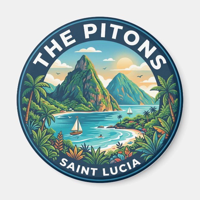 The Pitons Saint Lucia Magnet (Framsidan)