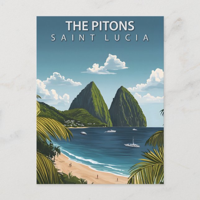 The Pitons Saint Lucia Vintage Resa Vykort (Framsida)