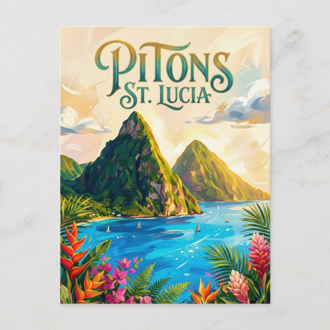 The Pitons Saint Lucia Vykort (Framsida)