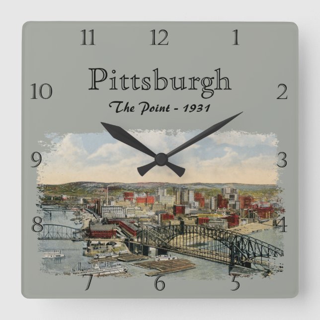 The Pittsburgh Point 1931 Custom Square Wall Clock Fyrkantig Klocka (Framsida)