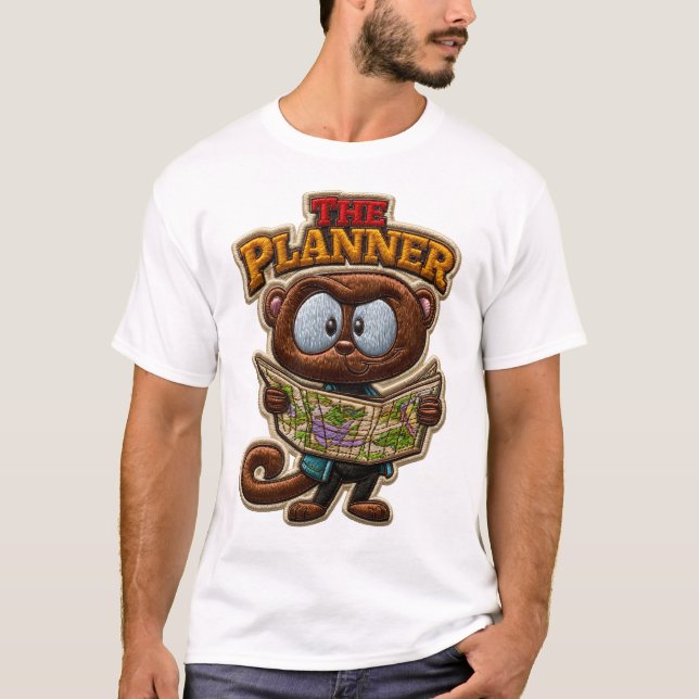 The Planner Broderad Lapp Styl Utforskare T Shirt (Framsida)