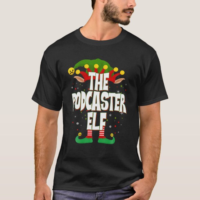 The Podcaster Elf Christmas T Shirt (Framsida)