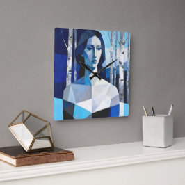 The Poise of “Caelith” – An Abstract Portrait Fyrkantig Klocka