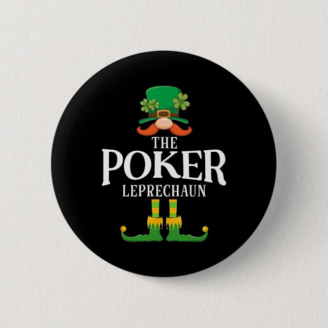 The Poker Leprechaun St Patricks Day Matchning  Knapp (Framsida)