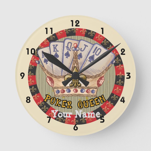 The Poker Queen-klocka Rund Klocka (Framsida)