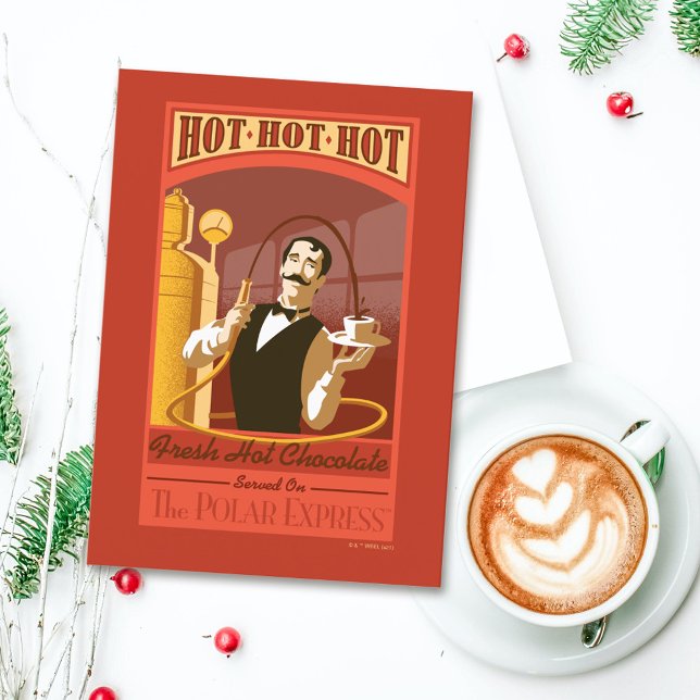 The Polar Express | Varm Choklad Vintagekonst Helgkort (Card on table)