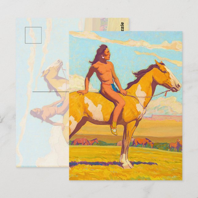 The Pony Boy, 1920 av Maynard Dixon Vykort (Fram/baksida)