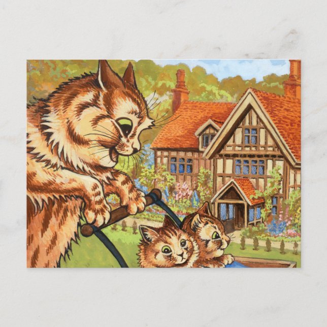 The Pram Ride by Louis Wain Vykort (Framsida)