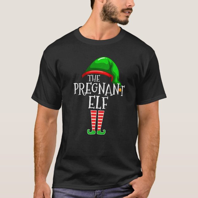 The Pregnant Elf  Family Matching Group Christmas T Shirt (Framsida)