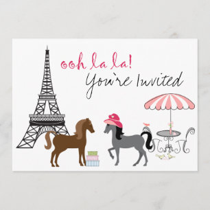 The Pretty Ponies Paris Häst Födelsedagsinbjudan Inbjudningar