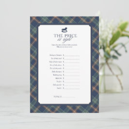 The Price Is Right Baby Shower-spel Navy Plaid Rådkort