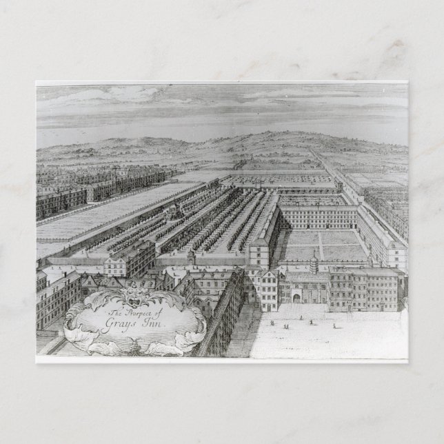 The Prospect of Grays Inn, 1720 Vykort (Framsida)