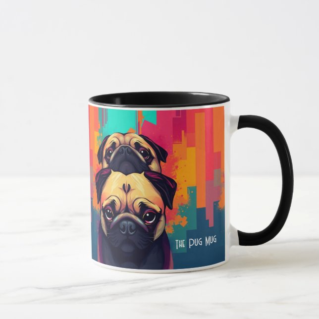 "The Pug Mug" - Tan Pug Hund Kaffe Mugg (Höger)