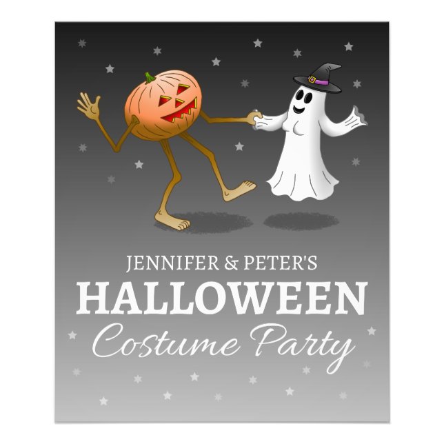 The Pumpkin and the Ghost dance at the party Fototryck (Framsidan)
