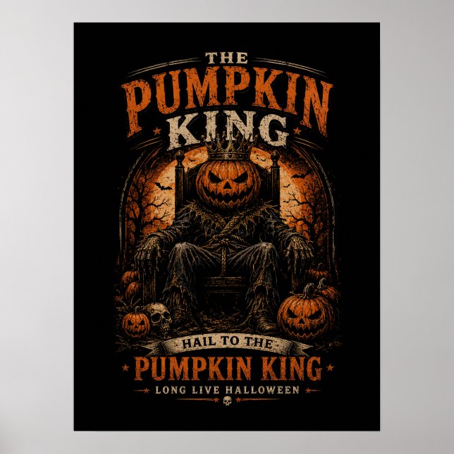 The Pumpkin King Affisch Halloween Skräck Vägg (Framsidan)