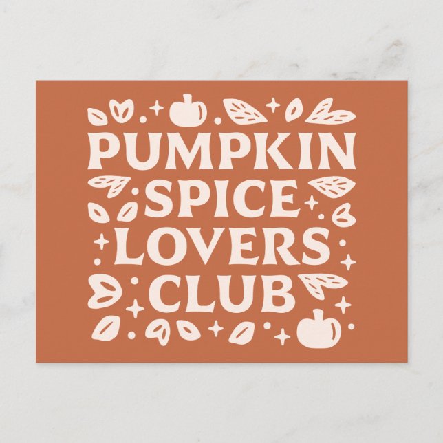 The Pumpkin Spice Lovers Club Vykort (Framsida)