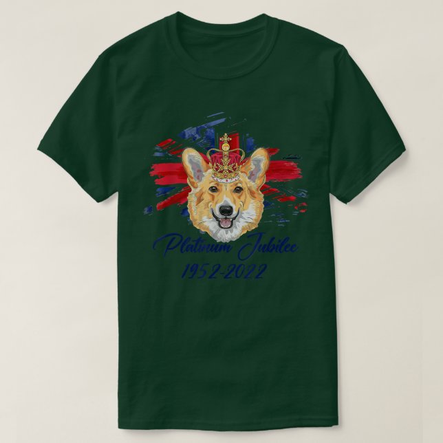 The Queen funny royal corgi dog Platinum Jubilee f T Shirt (Design framsida)