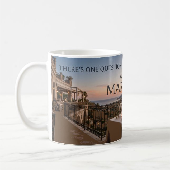 The Question Reveals Romantic Marriage Proposal Kaffemugg (Vänster)