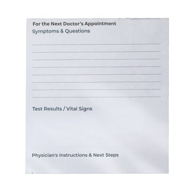 The "Quick Notes" Appointment & Questions Anteckningsblock (Framsida)